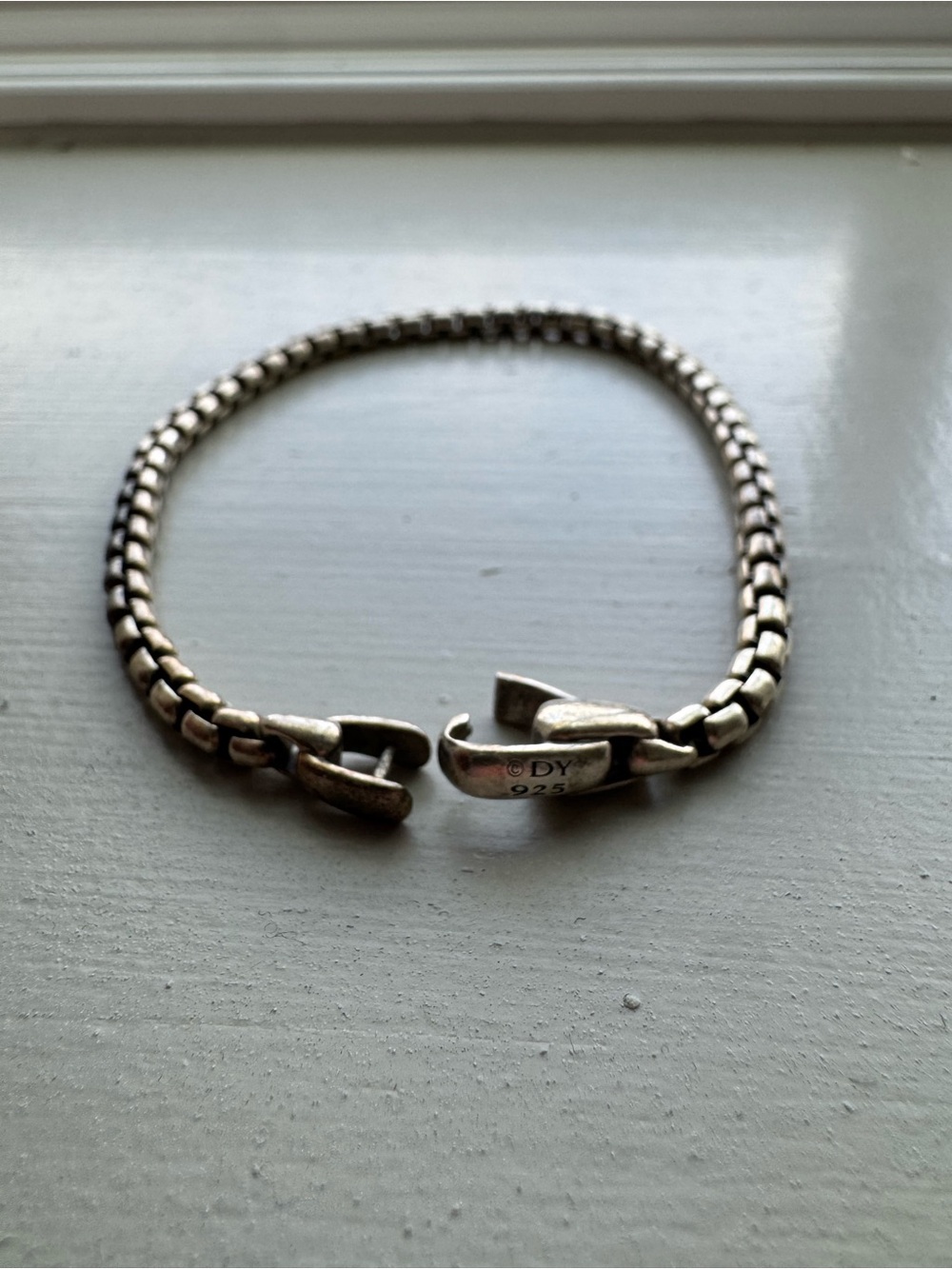 David Yurman Sterling Silver Men's Box Chain Bracelet - Broken Clasp